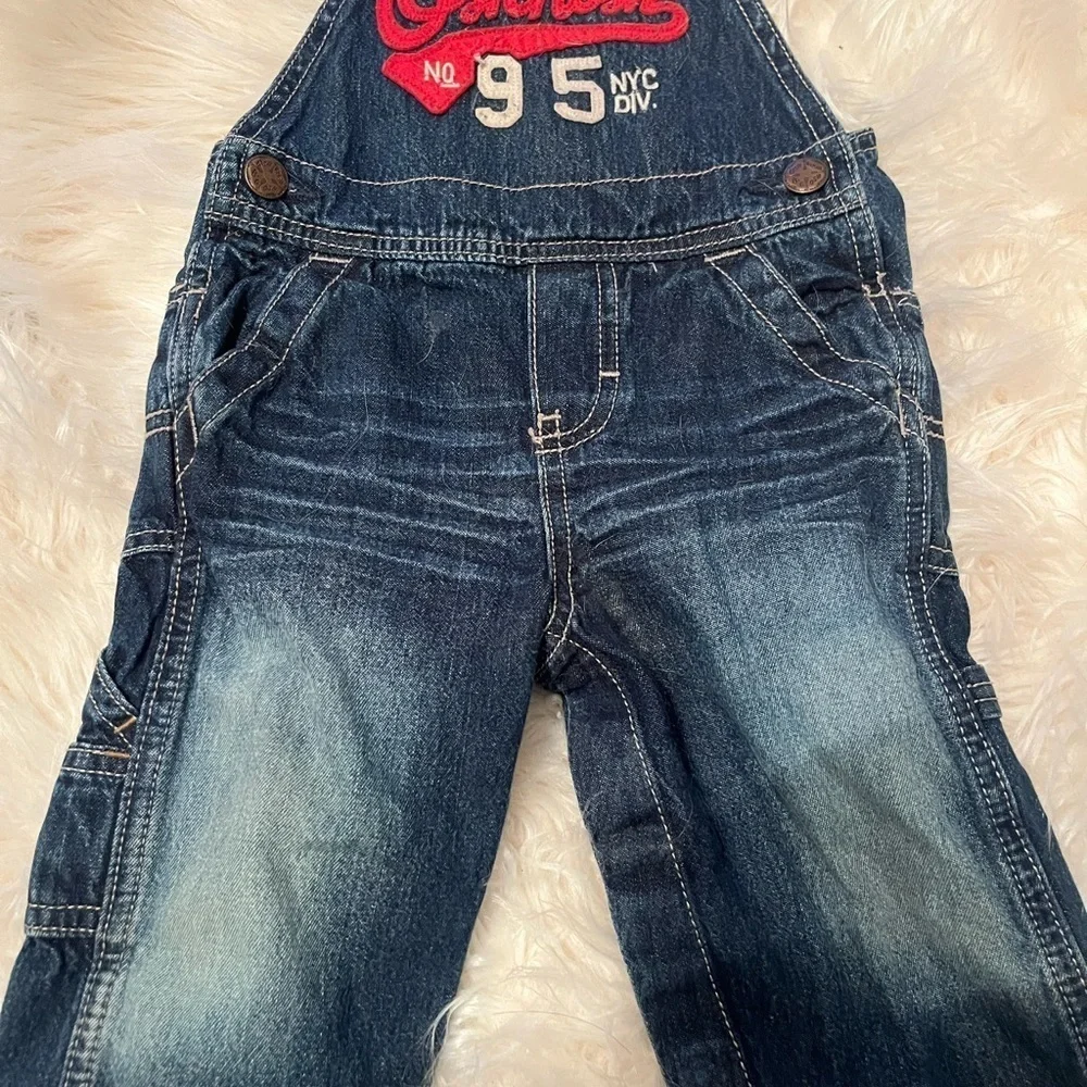 OshKosh B'gosh Kids Denim Overalls - Blue logo 12 mths